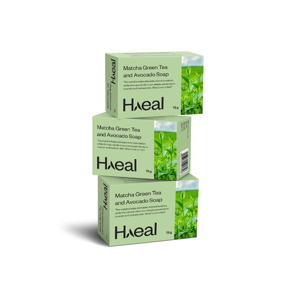 HAEAL Pack of 3 Anti-aging Avocado & Matcha Green Tea Soap