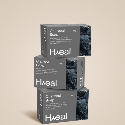 HAEAL Soaps Pack of 3 Charcoal Soap with Activated Carbon