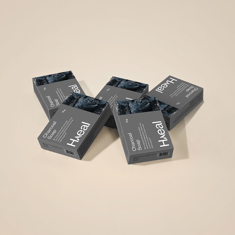 HAEAL Soaps Pack of 5 Charcoal Soap with Activated Carbon