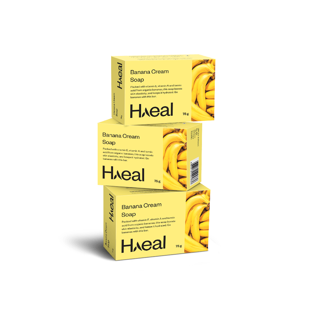 HAEAL Pack of 3 Enriching Banana Cream Soap for Sensitive Skin