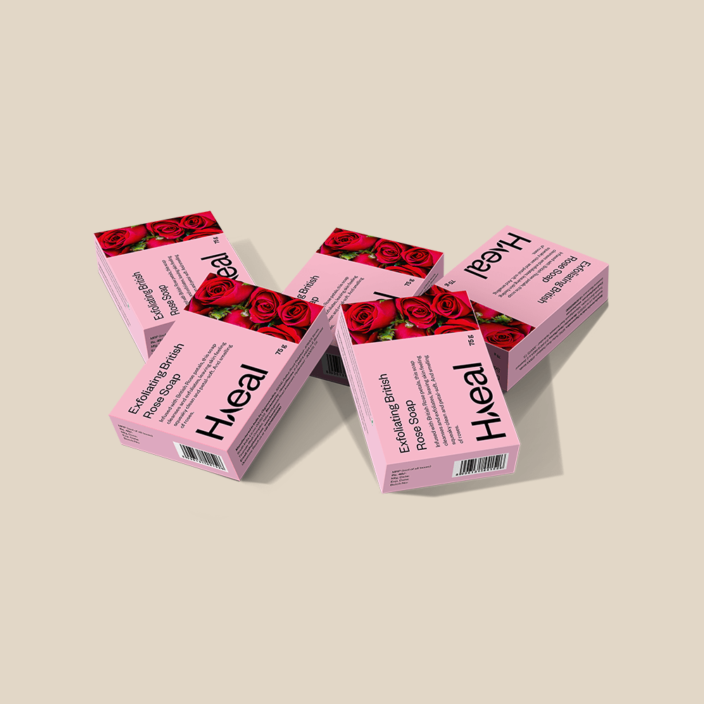 HAEAL Pack of 05 Exfoliating British Rose Beauty Soap