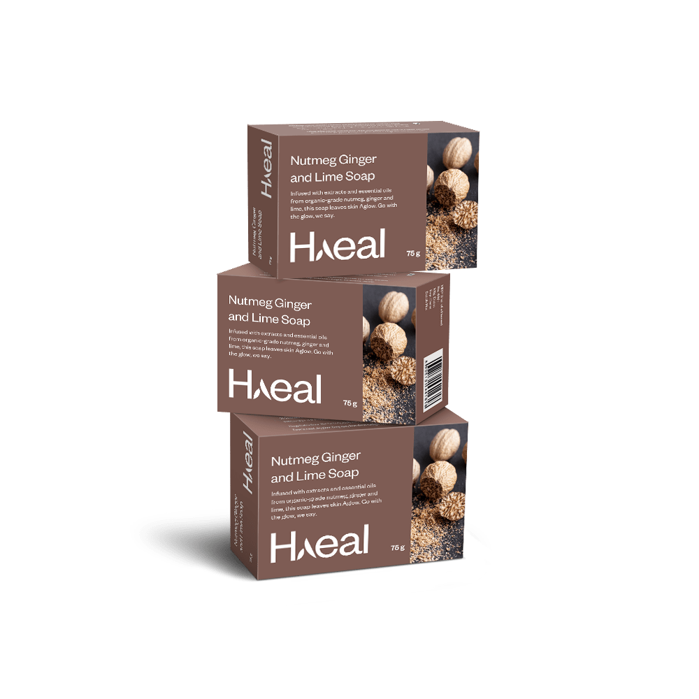 HAEAL Pack of 3 Nourishing Nutmeg, Ginger & Lime Soap