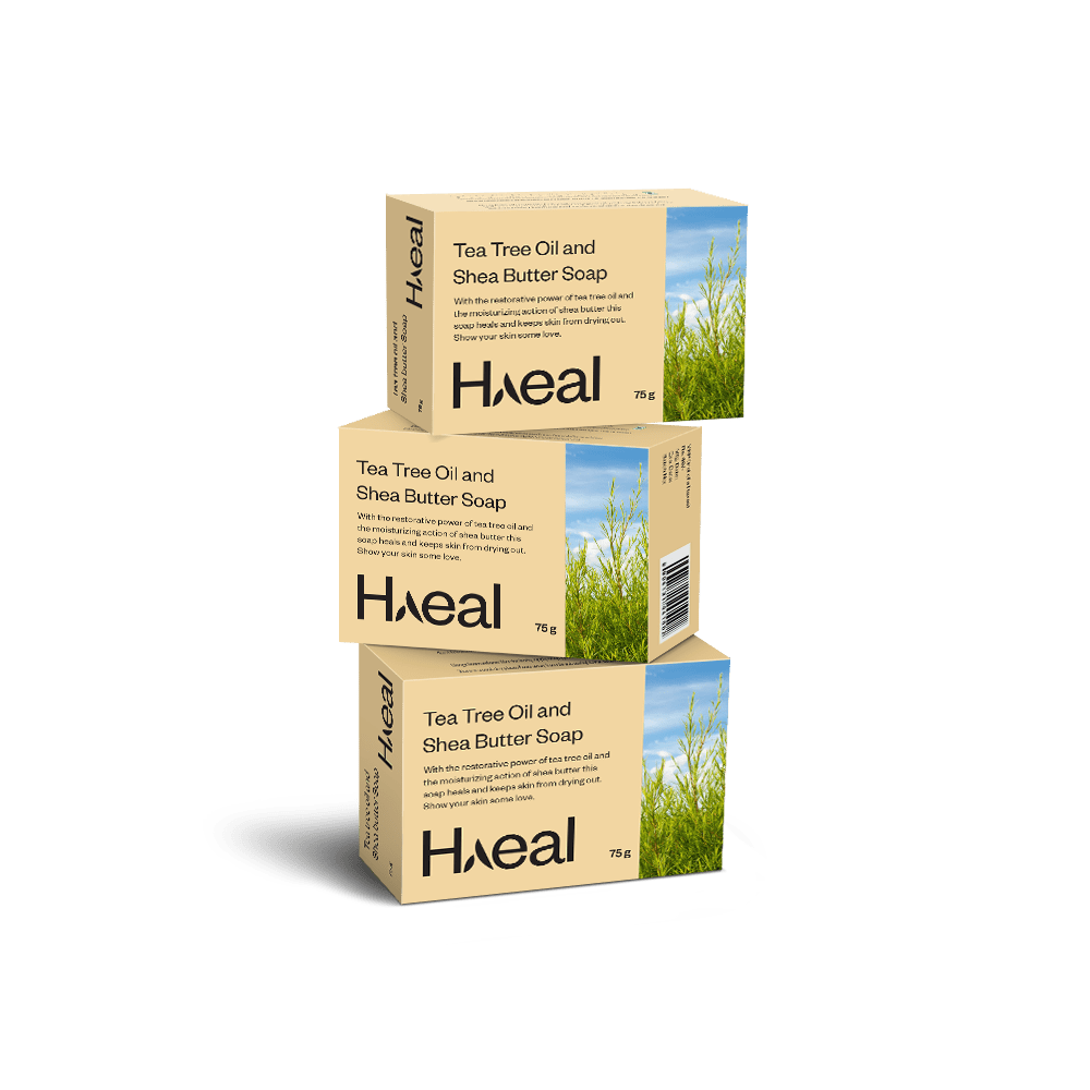 HAEAL Pack of 3 Soothing and Cleansing Shea Butter & Tea Tree Oil Soap