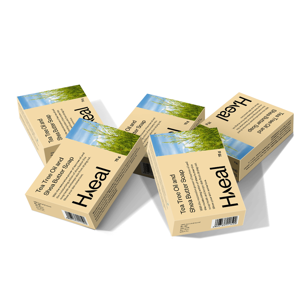 HAEAL Pack of 5 Soothing and Cleansing Shea Butter & Tea Tree Oil Soap