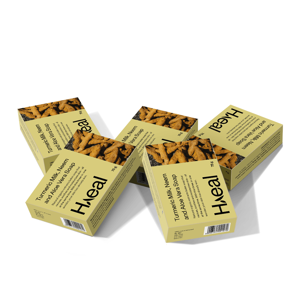 HAEAL Pack of 5 Traditional Turmeric, Neem & Aloe Vera Soap